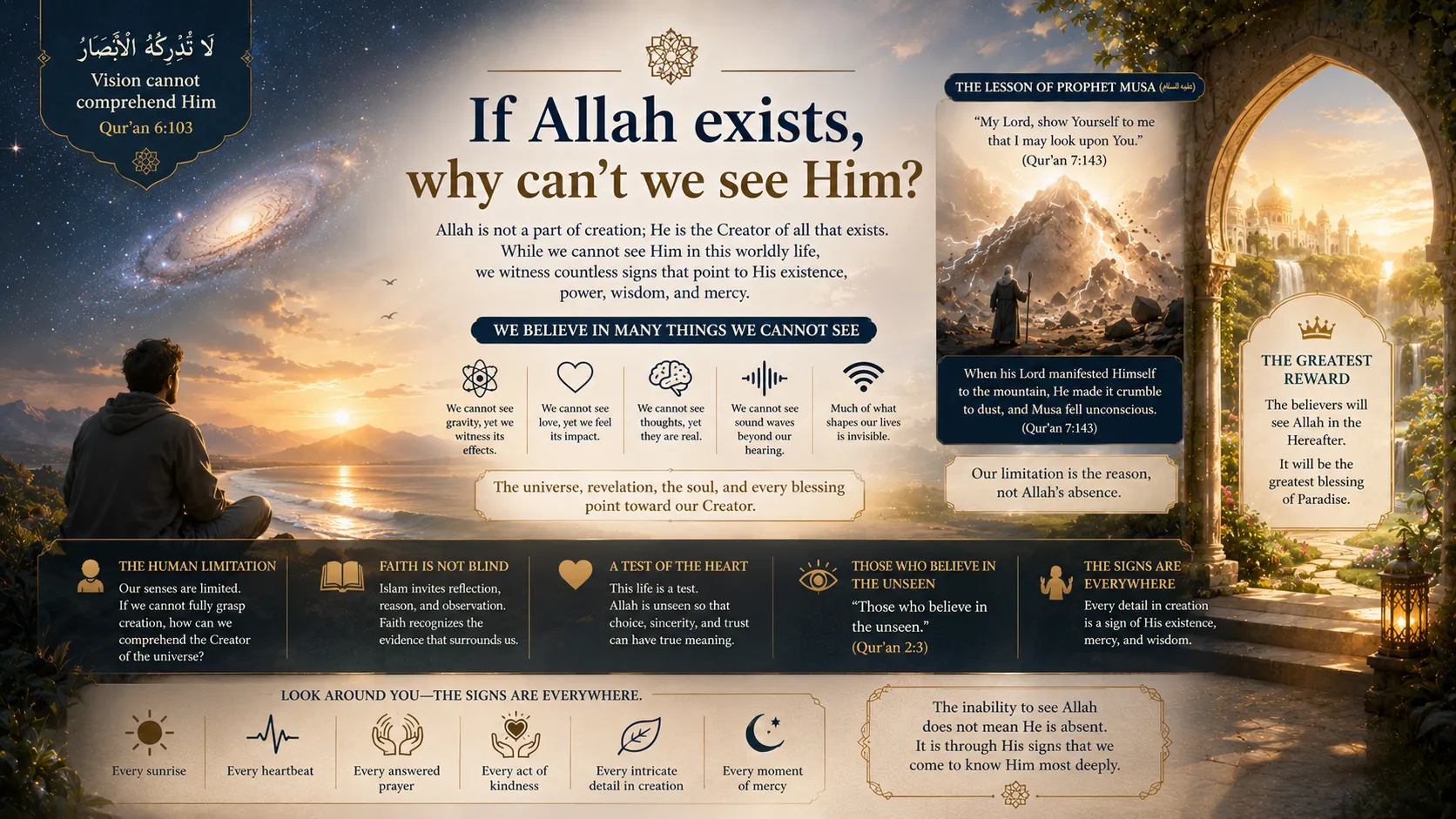 Who Is Allah سُبْحَانَهُ وَتَعَالَىٰ? Part - 5. If Allah exists, why can't we see Him?